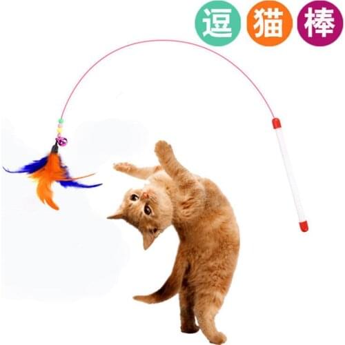 Cat Funny Cat Stick Pet Cat Funny Cat Artifact Tough Wire Rod With Bell Feather Replacement Head Cat Toy