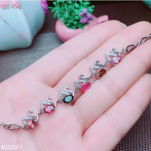 KJJEAXCMY fine jewelry natural Tourmaline 925 sterling silver new women gemstone hand bracelet support test fashion hot selling