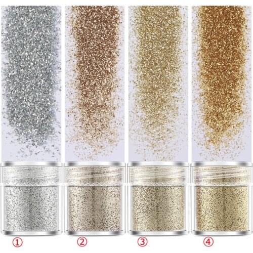 1Box Champagne Silver Gold Mixed Nail Glitter Powder Sequins Powder For Gel Nail Art Decorations Set