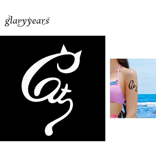 1 Sheet Cartoon Cat Design Henna Tattoo Stencil Women Leg Body Art Airbrush Drawing Small Mehndi Tattoo Stencil Makeup Gift G124