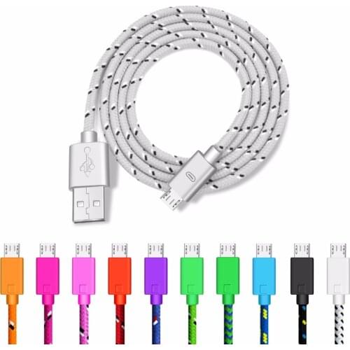 1m Nylon Braided Micro USB Cable Data Sync USB Charger Cables For Samsung Huawei Xiaomi Android Phone Fast Charger USB Charger