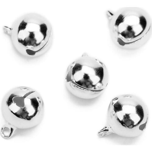 1 Pack/lot 6mm 8mm 10mm 12mm 14mm Silver Color Copper Jingle Small Bells Charms Beads Fit Christmas Decoration Crafts Bells