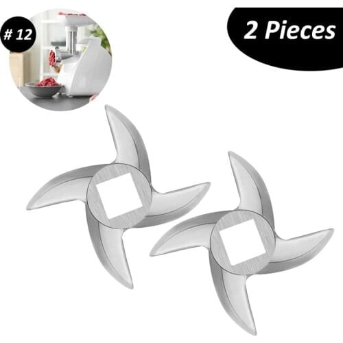 2 Pcs Size 12 Meat Grinder Blade Parts Stainless Steel Knife Cutter Replacement for Grinders Attachment Electric or Manual