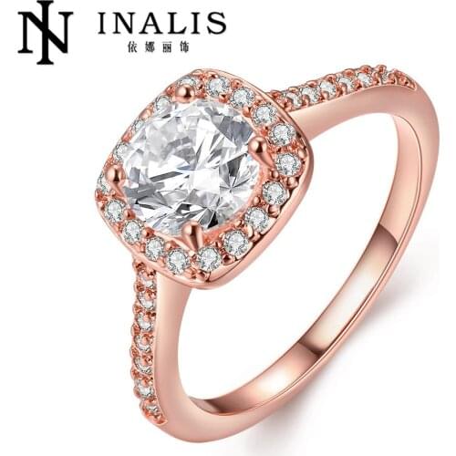 2016 new yellow rose gold color ring set zircon for women wedding jewelry Wholesale Blue Stone Super Offer