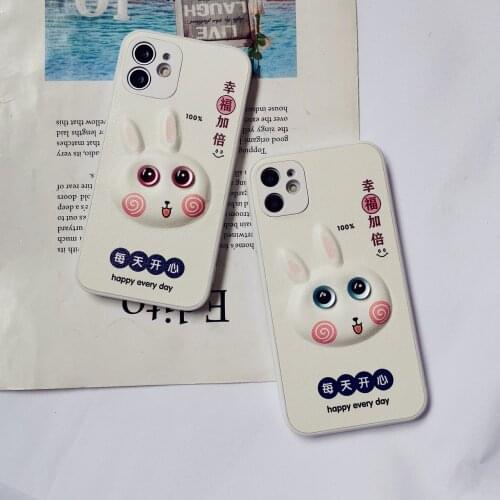2021. New Model Cell phone case For iphone12primax Stereoscopic 3D eyes Rabbit Apple 11/X/XR/XSmax Creative Cute8plus Contracted