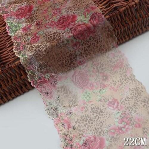 2Yds Lace Ribbon Trim Fabric Rose Floral Pattern for Bridal Wedding Decorations Sewing DIY Making DIY Crafts 22cm Width