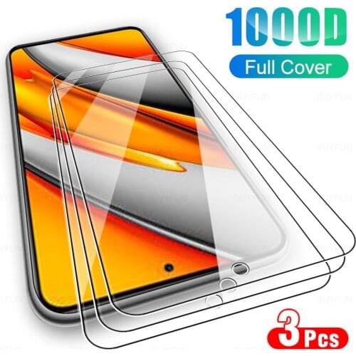 3Pcs Full Protective Glass For Xiaomi Poco F3 Phone Tempered Glass Full Cover Protector Film For PoxoF3 Poko F3 6.67" Phone Film