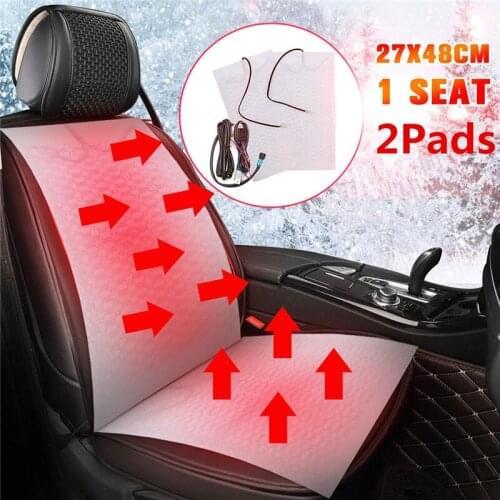12V 1 Seat/2 Seats Carbon Fiber Car Heated Seat Covers High/Low Round Switch Seat Heater Pads Winter Auto Interior Warmer Mat