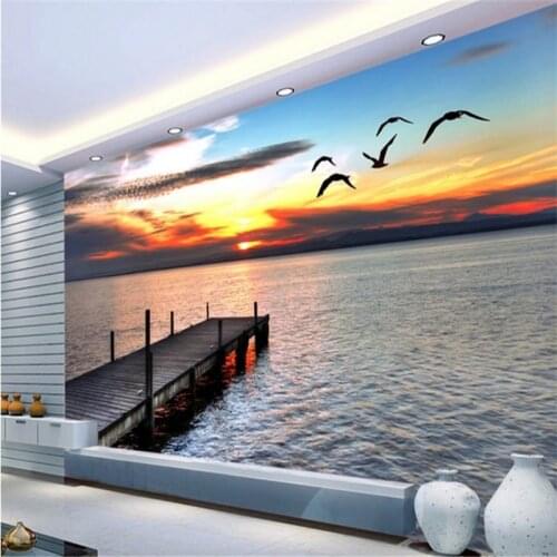 Beibehang Personalized custom wallpaper sun beach 3D bedroom living room TV backdrop