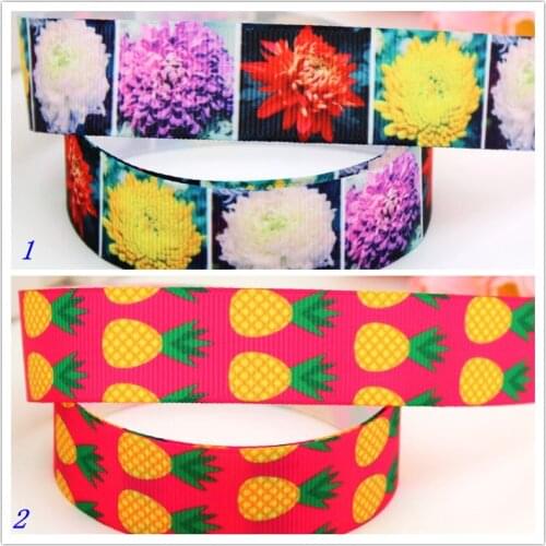 7/8'' Free shipping chrysanthemum pineapple printed grosgrain ribbon hairbow headwear party decoration diy wholesale 22mm D468