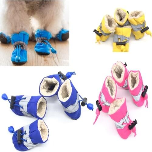 4pcs Waterproof Winter Pet Dog Shoes Anti-slip Rain Snow Boots Footwear Thick Warm For Small Cats Dogs Puppy Dog Socks BootiesCM