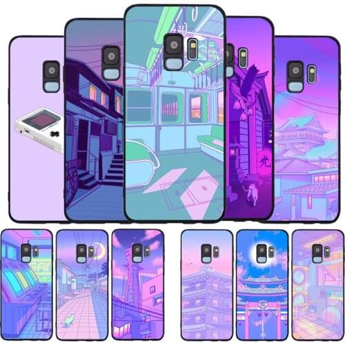Vaporwave Pastel Aesthetic Art Soft Case For Samsung S20 S10 S9 S8 S7 S6 EDGE Plus Lite For Note 8 9 10 Cover A7 A8 A9 black