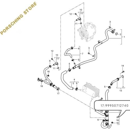 Hose holder for Porsche OEM:99950712740
