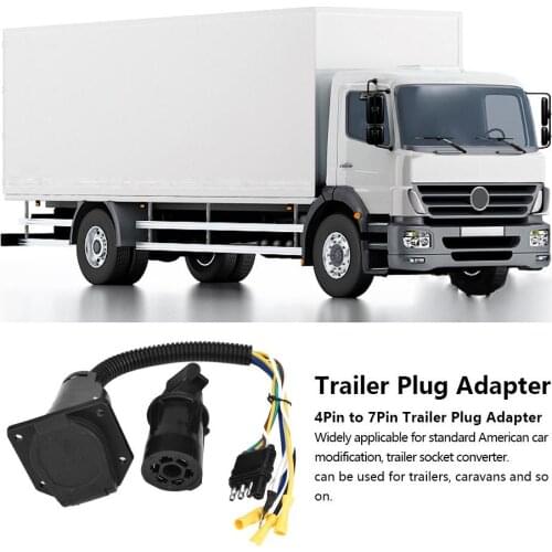 For Trailer Caravan 12V 4Pin to 7Pin Trailer Socket Adapter Plug Converter Connector Bracket Car Accessories