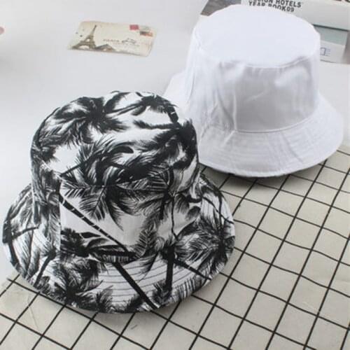 Double-sided Outdoor Panama Hat For Women Summer Cow Leopard Print Fisherman Hat Hip Hop Cherry Flower Canvas Bucket Hat 2021