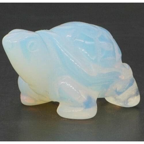 Turtle Tortoise Figurine 1.5" Opalite Crystal Hand Carved Stone Animal Statue Crafts Home Decor