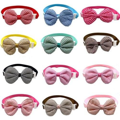 50/100pcs Small Dog Puppy Products Bow Tie Lattice Style Pet Dog Bowtie Collar Small Dogs Grooming Accessories Pet Dog Bowties