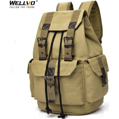 Mens Backpack Canvas School Rucksack Men Drawstring Backpacks Women Travel Shoulder Bagpack Teenagers Laptop Bag mochilas X2W