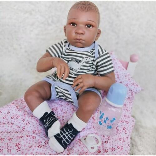Exquisite reborn baby doll 20" lifelike real African babies silicone vinyl black doll toys bebe reborn menino bonecas gift