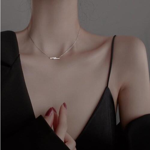 Fashion 925 Sterling Silver Geometric Strip Choker Necklace Collar Short Clavicle Chain For Women Fine Jewelry Accessories