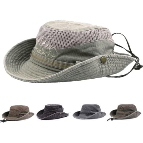 Mens Caps Cotton Summer Sun Visor Hat Mesh Breathable Bucket Hats Fisherman Hat Outdoor Climbing Cab Dads Beach Cap Chapeus