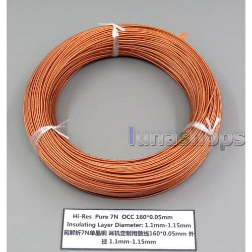 LN006254 100m Hi-Res Pure 7N OCC 160+0.05mm Insulating Layer Earphone Headphone Bulk Wire Cable OD1.1-1.15mm