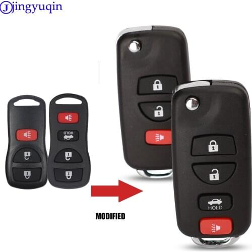 Jingyuqin Modified 3/4 Buttons Remote Folding Car Key Shell For Nissan Infiniti Xterra Frontier Muranon PATHFINDER TITAN