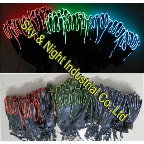 Neon flexible EL wire flashing gloves+3V inverter (el wire ten colors for choosing) +Free shipping