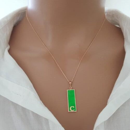 New Trendy Initial Letter Id Dainty Custom Design Personalised Bar Necklace Neon Fashion Rose Gold Customized Fine Jewellery