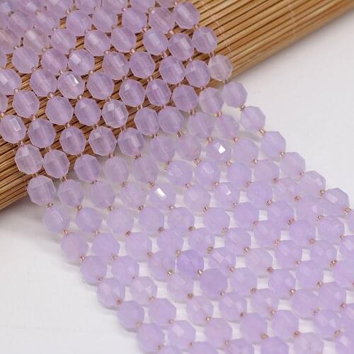 New Natural Small Stone Purple Chalcedony 8mm Beads Irregural Shapen Loose Beads for Making Jewelry Necklace Length 38cm