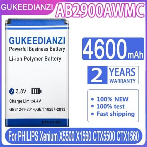 GUKEEDIANZI 100% NEW AB2900AWMC Battery For PHILIPS Xenium X1560 X5500 CTX5500 CTX1560 Smartphone/Smart Mobile phone 4800mAh