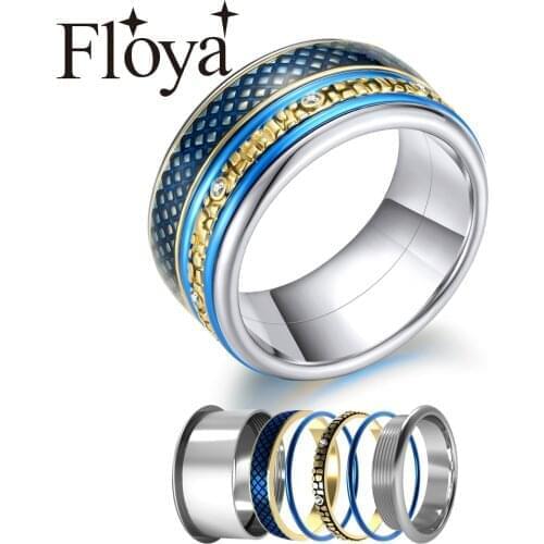 Floya Turning Ring Interchangeable Women Stainless Steel Rings Accessories Jewelry Fashion Wedding Band Ring Argent
