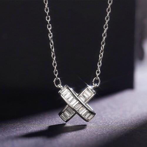 Luxury AAA Zircon Hollow X Letter Pendants Necklace for Women Really Gold Plating Necklace Fashion Brand Korean Jewelry Z190