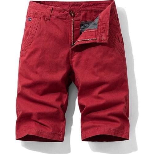Red Cargo Shorts Men Cotton Bermuda Male New Fad Summer Mens Baggy Military Zipper Pants Male Cheap Tactical Shorts