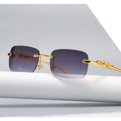 DENISA Luxury Brand Small Rectangle Sunglasses Women Square Rimless Mens Sun Glasses UV400 Vintage Glasses Zonnebril Gafas G2572