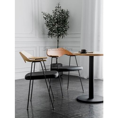 Modern Simple Armchair Nordic Luxury Solid Wood Armchair Family Retro Style Dining Table Chair Combination