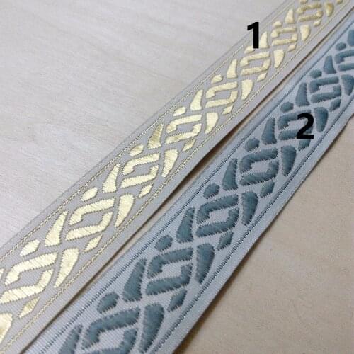 2.5cm 25mm 1' Yellow Slate Lay Symbol Lace Garment Costume Ethnic Trim Bedding Curtain Laciness National Jacquard Ribbon Webbing