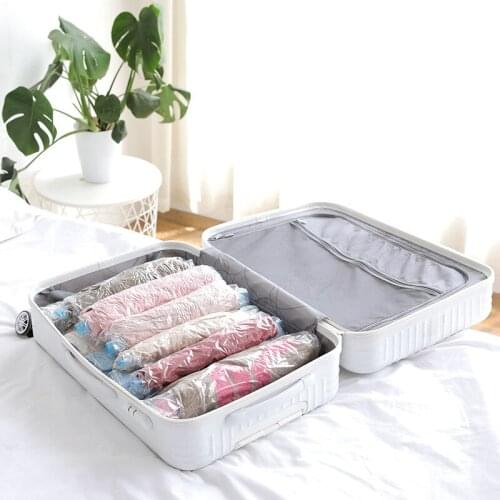 3Pcs Transparent Vacuum Bag Storage Organizer For Clothes Home Travel Foldable Seal Compressed Save Package Space Without Pump