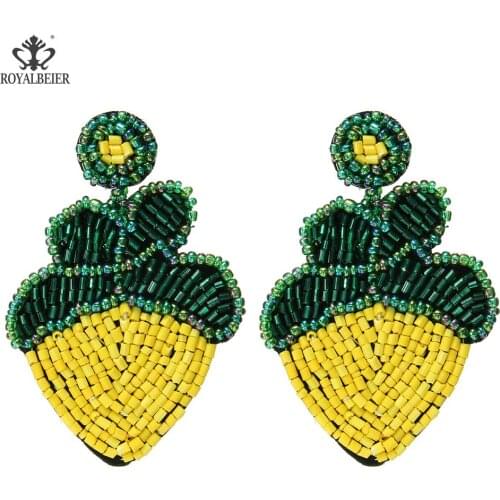 ROYALBEIER Bohemian Beading Dangle Earrings Fashion Fruit Strawberry Drop Earrings For Handmade Beaded Women Jewelry Accessories