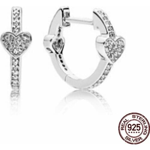 100% Real 925 Sterling Silver Classic Heart Earrings Are Suitable as Birthday Gifts for Girls Fashion Jewelry