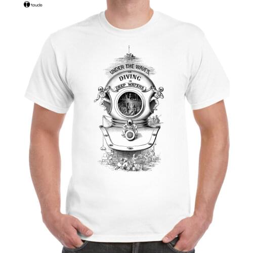 2019 Fashion 100% Cotton Men T Shirt Custom Victorian Diver Illustration T-Shirt.Victoriana Scuba Vintage Dive Muscle T Shirt