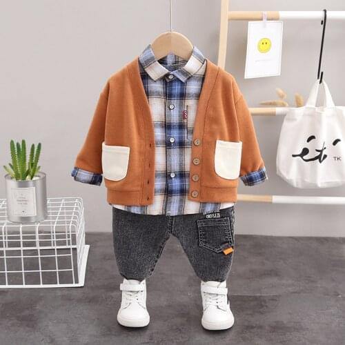2020 Fashion Childrens Winter Suit Baby Boy Clothes Suits For Boys Clothing Coat+Shirt+Pant 3 Pieces Set For 1-4 Years Old
