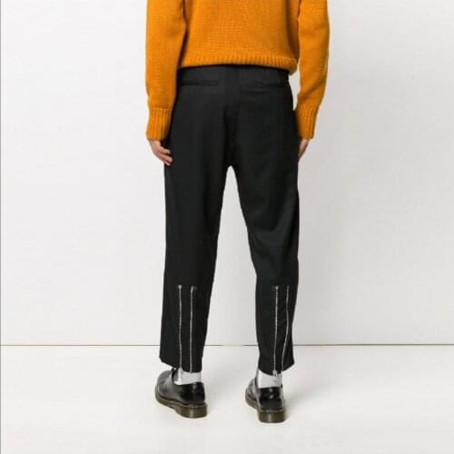 27-44 2020 New Plus Size Mens Casual Trousers Spliced Zipper Nine Pants Hairstylist Suits Pants Nightclub Singer Stage Costumes