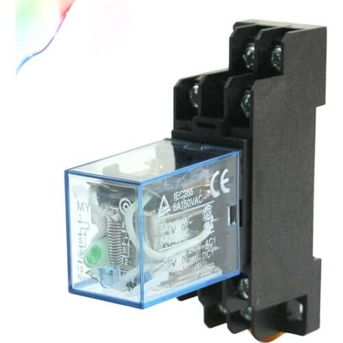 35mm DIN Rail DPDT 8Pin General Purpose Relay DC 12V Coil Green Lamp w Socket