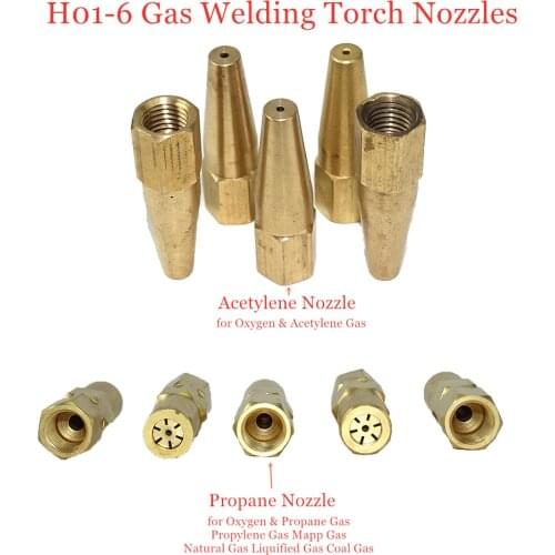 5Pcs oxy propane gas acetylene welding nozzle welding tips holder for H01-6 welding torch