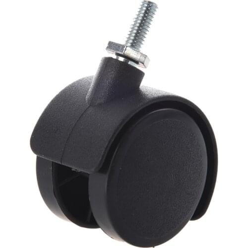 Promotion! 6mm Threaded Stem 40mm Dual Wheel Rotatable Caster Black