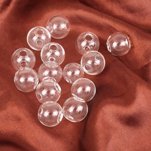 DIY Ornament Accessories round Transparent Double Hole Glass Ball Shaped Creative Ornament Ear Stud Accessories
