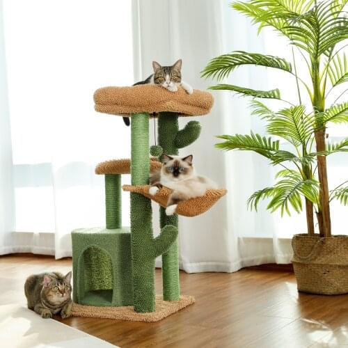 Fast Delivery Large Cat Tree Tower Condo Furniture Scratching Post Pet Kitty Play House with Hammock Perches Platform
