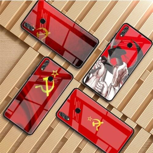 USSR Soviet Emblem Tempered Glass Phone Case For Huawei P20 P30 P40 P40 Lite Pro Psmart Mate 20 30 Cover Shell