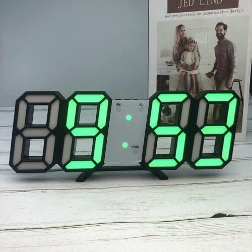 Fashion 3D Large LED Digital Wall Clock Date Time Celsius Nightlight Display Table Desktop Clocks Alarm Clock From Living Room